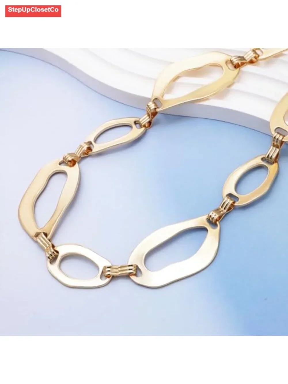 Chunky Waist Chain Belt for Dresses Gold Alloy Curb Link Body Chain